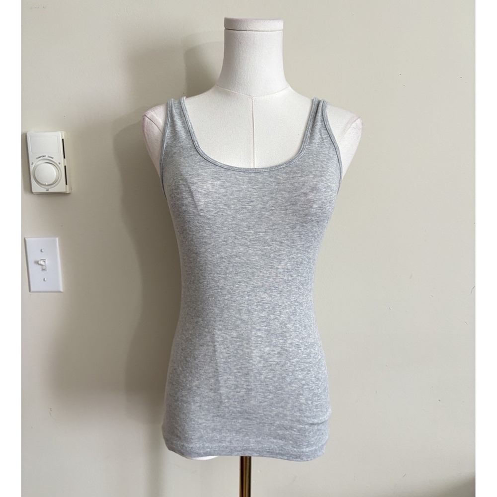 Minimalist Cute Garnet Hill Pima Cotton Layering Tank Gray XS Small Neutral